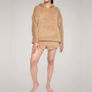 NEW Sleepdown Toffee Fleece Hoodie & Shorts Lounge Set Pajamas Womens Small